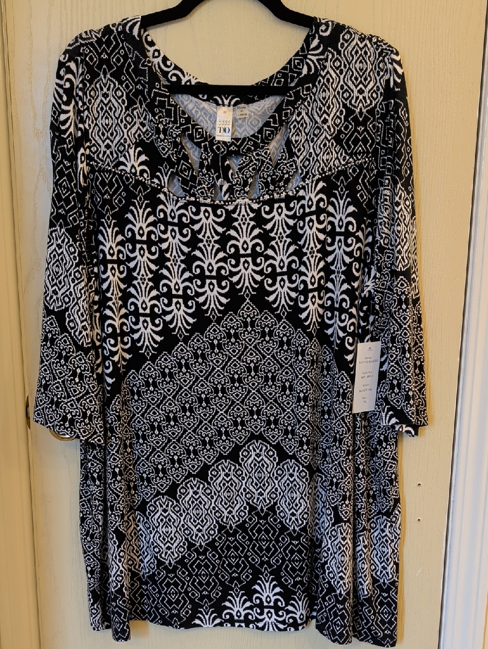 Thomas & Olivia Black & White Patterned Boho Tunic Top Women's 2X – NWT